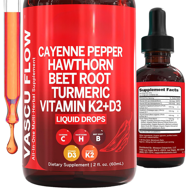 Vitamin D3 K2 Drop - 60 мл капли перца Cayenne, жидкий