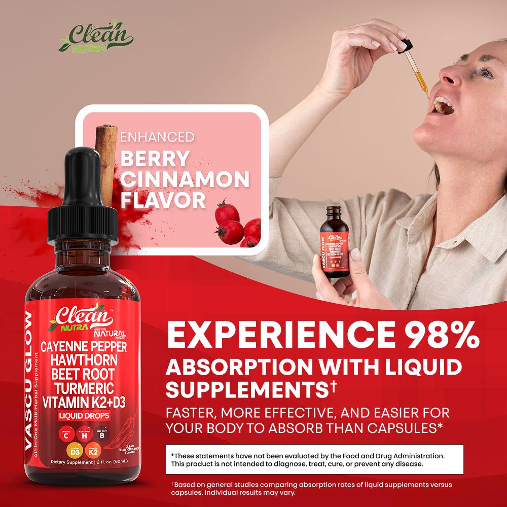 Clean Nutra Vascu Glow Liquid  – обзор и цена Vitamin D3 K2 Drop