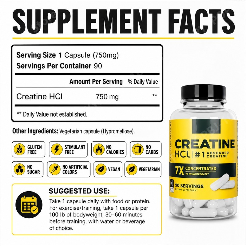 Креатин HCl 750 мг, 90 капсул, – обзор и цена Creatine Hcl Capsule