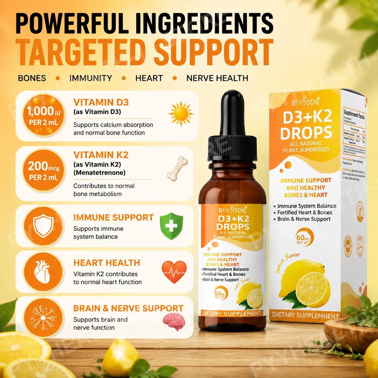 Жидкие капли BIYODE с витамина – обзор и цена Vitamin D3 K2 Drop